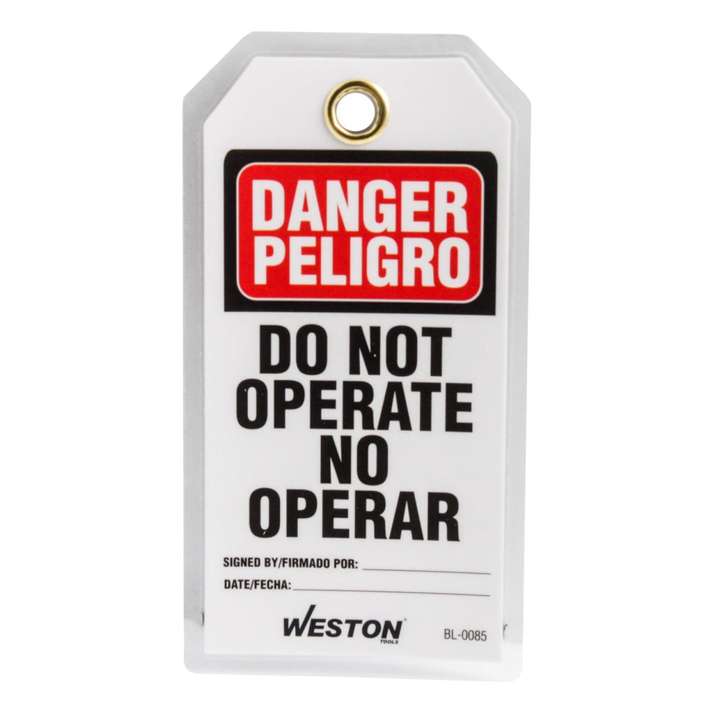 ETIQUETA DE BLOQUEO BILINGÜE PELIGRO