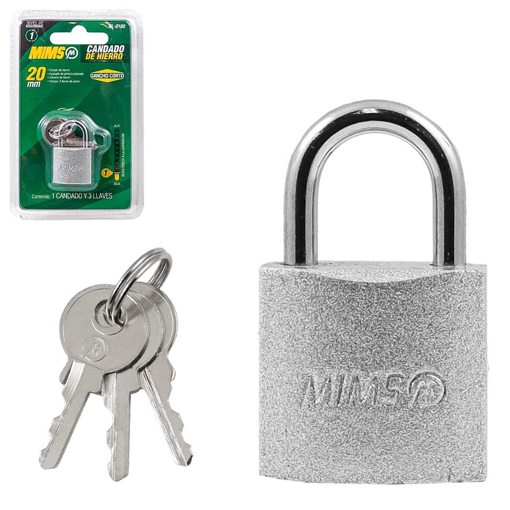 CANDADO DE HIERRO 50MM C/3 LLAVES (CAJA C/6 PZAS - PRECIO X PIEZA)
