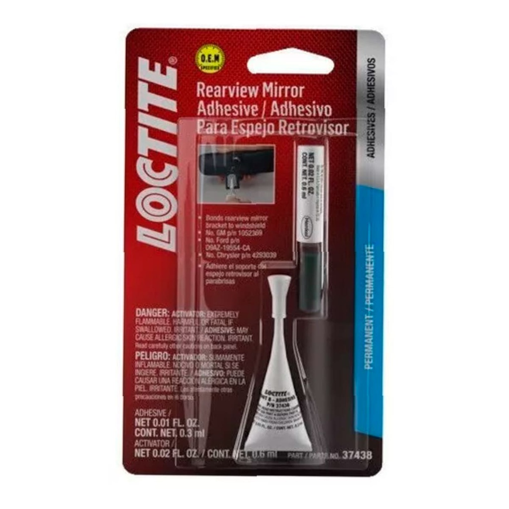 LOCTITE ADHESIVO INSTANTANEO P/ESPEJO RETROVISOR - ADHESIVO 0.3 ml / ACTIVADOR 25 ml