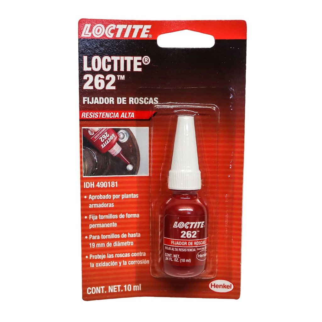 LOCTITE 262 FIJADOR DE ROSCAS RESISTENCIA PERMANENTE 10 ml
