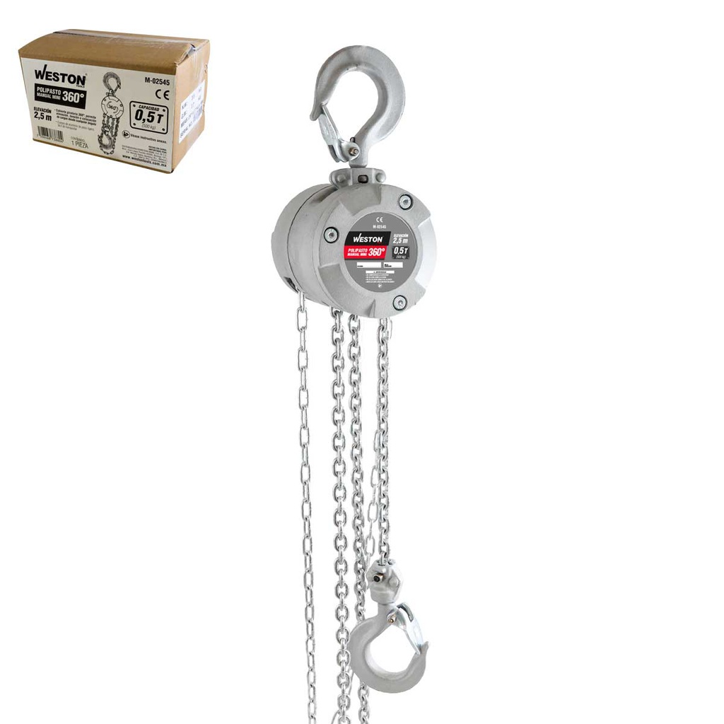 POLIPASTO MANUAL MINI 360° D/ALUMINIO ELEVACION 3M 500KG