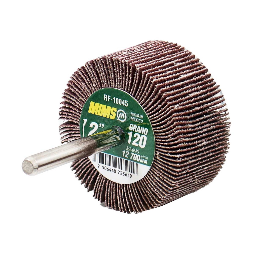 RUEDA FLAP MIMS C/VASTAGO (6MM) G120 2 X 1 (Precio x pieza - Empaque c/10 pzas)