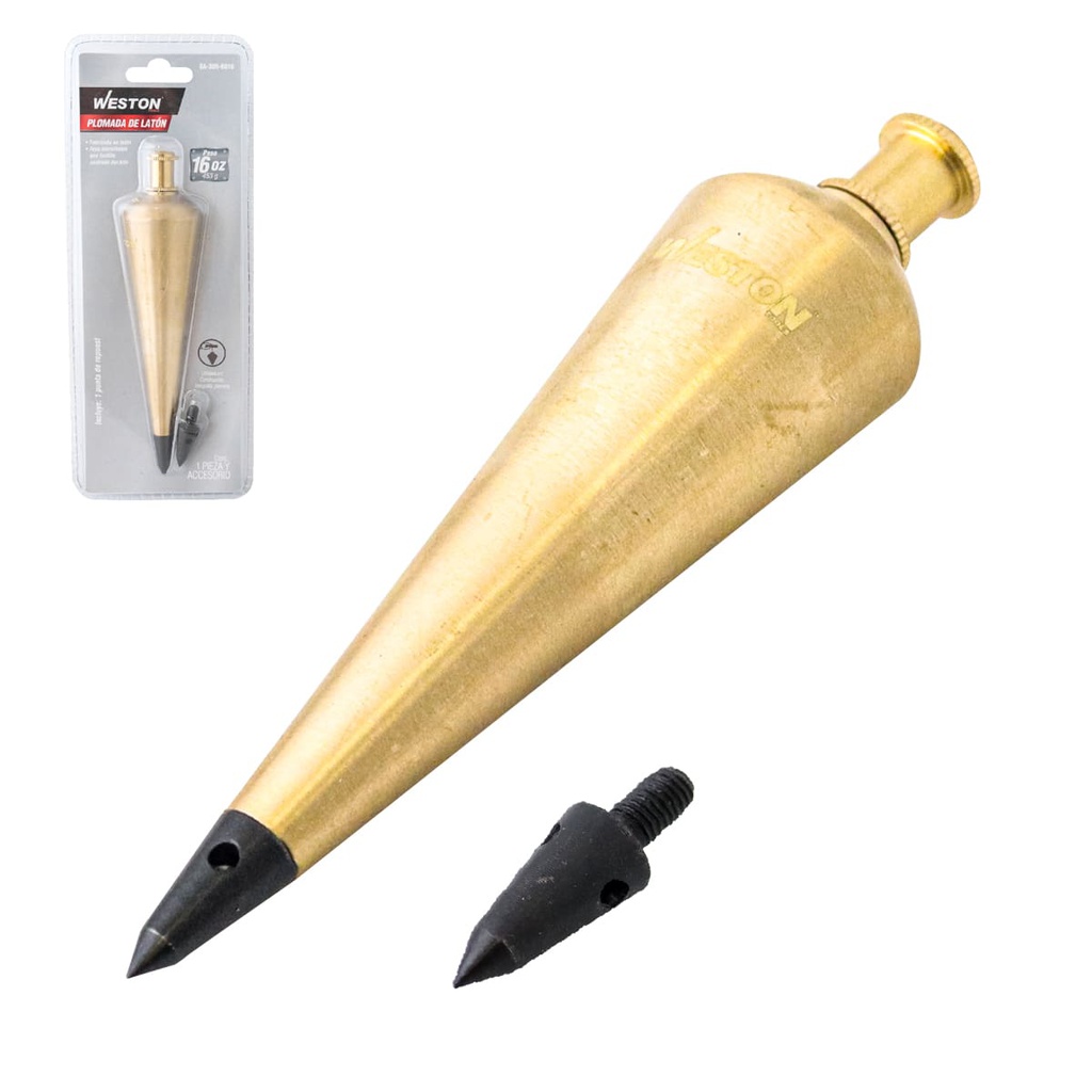 PLOMADA DE LATON 16oz (CAJA C/6 PZAS - PRECIO X PIEZA)