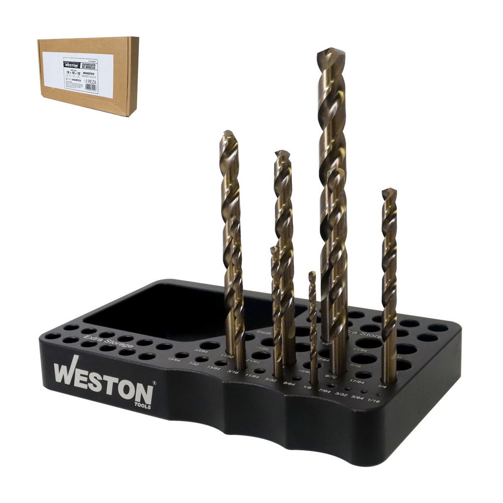 ORGANIZADOR BROCAS MAGNETICO 1/16&quot;-1/2&quot; (190x110x25mm) AGJ. EX. (12 DE 1/4&quot; &amp; 10 DE 3/8&quot;)