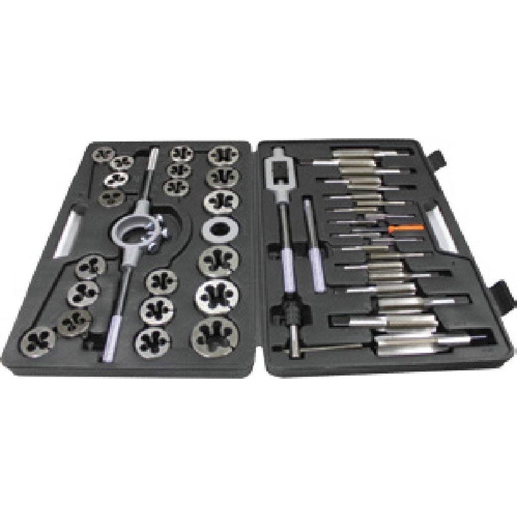JUEGO MACHUELOS Y DADO 45 PCS. METRICA ACERO AL CARBON