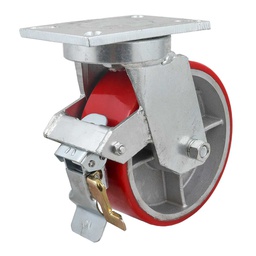 [Y-1003-200] RODAJA FIERRO VACIADO C/PU ROJA GIR. C/FRENO 8" X 3" (203*75MM)