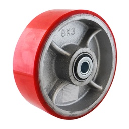 [Y-1039-200] RUEDA FIERRO VACIADO C/PU ROJA 8X3" C/BALERO