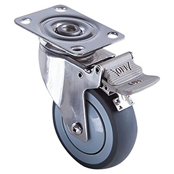 [Y-5027-75] RODAJA TPR HORQUILLA DE A. INOX. USO MEDIO GIRATORIA C/FRENO 3'' x 1-1/4''