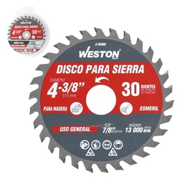 [Z-25000] DISCO PARA SIERRA CIRCULAR P/MADERA 4-3/8'' X 7/8'' 30DT C/BUJE