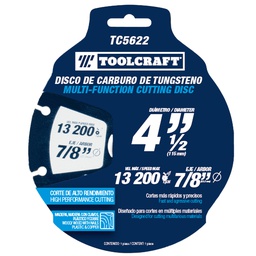 [TC5622] DISCO DE CARBURO DE TUNGSTENO 4 1/2&quot; 