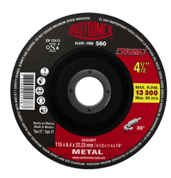 [-560] DISCO DESBASTE METAL AUSTROMEX T27 HUM 4 1/2 x 1/4 x 5/8&quot;-11H