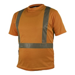 [ECO-110ANCRXG] CAMISA ECOFRIENDLY CUELLO REDONDO ANARANJADA C/REFLEJANTE T XG.