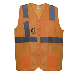[ECO-1020ANCRXG] CHALECO ANSI TIPO R CLASE 2, ECOFRIENDLY ANARANJADO HI-VIS, C/REF GRIS DE 2" Y ZIPPER FRONTAL. T-XG.