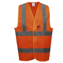 [ECO-1026ANCRMD] CHALECO ANSI TIPO R CLASE 2, ECOFRIENDLY ANARANJADO HI-VIS, C/REF GRIS DE 2" Y CIERRE DE GANCHO Y FELPA. T-MD.