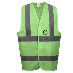 [ECO-1026VCRMD] CHALECO ANSI TIPO R CLASE 2, ECOFRIENDLY VERDE HI-VIS, C/REF GRIS DE 2" Y CIERRE DE GANCHO Y FELPA. T-MD.