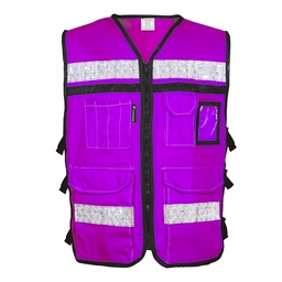 [SR-2020MOCRMD] CHALECO RESCATISTA ABIERTO MORADO 100% ALGODON CON REFLEJANTE TALLA MD