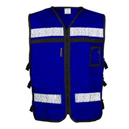 [SR-2020AZCR2XG] CHALECO AZUL ABIERTO TIPO RESCATISTA CON REFLEJANTES TALLA  2XG