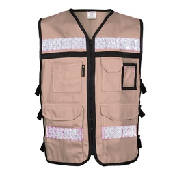 [SR-2020BGCRMD] CHALECO BEIGE ABIERTO TIPO RESCATISTA DE ALGODON TALLA MD