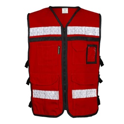 [SR-2020RCRXG] CHALECO ROJO ABIERTO  TIPO RESCATISTA DE ALGODON  TALLA XG