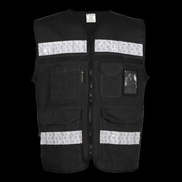 [SR-2030NECRGD] CHALECO RESCATISTA CERRADO NEGRO 100% ALGODON C/ REF TALLA GD