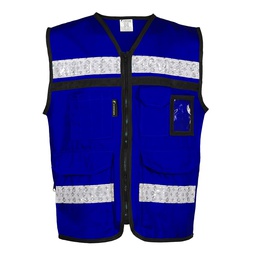 [SR-2030AZCRCH] CHALECO AZUL CERRADO  TIPO RESCATISTA DE ALGODON  TALLA CH