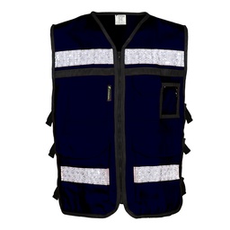 [SR-2030AZMCRGD] CHALECO AZUL MARINO CERRADO TIPO RESCATISTA 100 % ALGODON T-GD