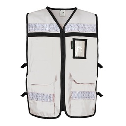 [ECO-2040BLCRGD] CHALECO RESCATISTA ABIERTO BLANCO ALGODON/POLIESTER CON REFLEJANTE TALLA GD