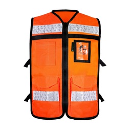 [ECO-2060ANCRMD] CHALECO ANARANJADO ABIERTO TIPO RESCATISTA LIGERO CON BOLSA TRASERA CLASE II TAL