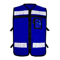 [ECO-2060AZRCR2X] CHALECO AZUL REY ABIERTO TIPO RESCATISTA LIGERO CON BOLSA TRASERA CLASE II TALLA