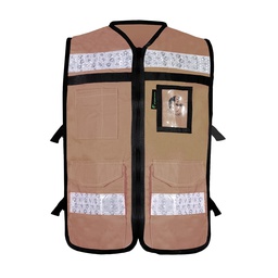 [ECO-2060BGCRCH] CHALECO BEIGE ABIERTO TIPO RESCATISTA LIGERO CON BOLSA TRASERA CLASE II TALLA CH