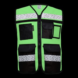 [ECO-2090VCRCH] CHALECO ECOFRIENDLY VERDE CERRADO TIPO RESCATISTA DE ALTA VISIBILIDAD T-CH