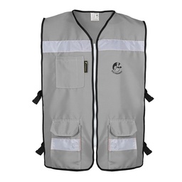 [ECO-3040GRCRCH] CHALECO RESCATISTA ABIERTO GRIS ALGODON/POLIESTER CON REFLEJANTE TALLA CH