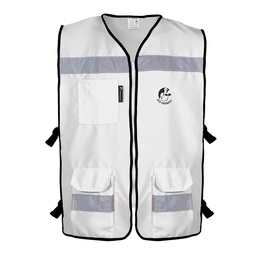 [ECO-3040BLCRMD] CHALECO RESCATISTA ABIERTO BLANCO ALGODON/POLIESTER CON REFLEJANTE TALLA MD