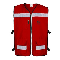 [ECO-3040RCRCH] CHALECO RESCATISTA ABIERTO ROJO ALGODON/POLIESTER CON REFLEJANTE TALLA CH