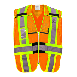[ECO-1215ANCR] CHALECO ECOFRIENDLY ANARANJADO JERSEY DESPRENDIBLE ANSI TIPO R CLASE 2, C/REF BICOLOR 4", UNITALLA