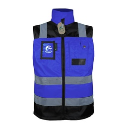 [ECO-1320AZRNCRG] CHALECO ECOFRIENDLY EJECUTIVO DE TRABAJO, ANSI TIPO O CLASE 1, HIGH VISIBILIY AZUL REY/NEGRO T-GD.