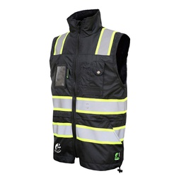 [ECO-1325NCRXG] CHALECO ECOFRIENDLY EJECUTIVO C/REF BICOLOR, ANSI TIPO O CLASE 1, HIGH VISIBILIY NEGRO T-XG.