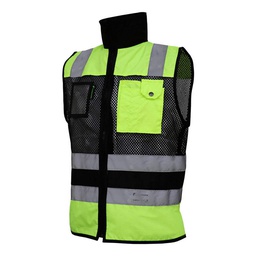 [ECO-1330AMNCRXG] CHALECO DE MALLA ECOFRIENDLY EJECUTIVO DE TRABAJO, ANSI TIPO O CLASE 1, HIGH VISIBILIY AMARILLO/NEGRO T-XG.