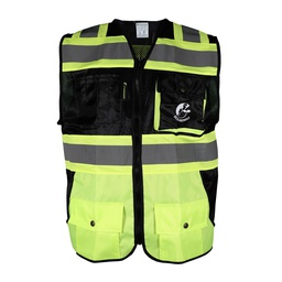[ECO-1341NAMCRGD] CHALECO DE MALLA NEGRO/AMARILLO ECOFRIENDLY C/REF BICOLOR AMARILLO 3 T-GD