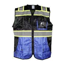 [ECO-1341NAZRCRM] CHALECO DE MALLA NEGRO/AZUL REY ECOFRIENDLY C/REF BICOLOR AMARILLO 3 T-MD