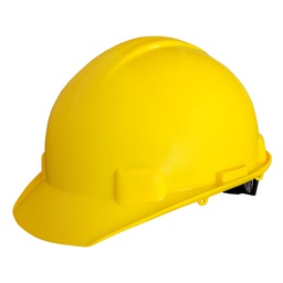 [ECO-2017AMK] CASCO MATRACA ECOFRIENDLY TIPO 1, CLASE E, SUSP. PLASTICA/TEXTIL 6 PUNTOS AMARILLO