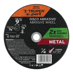 [10662] Disco para corte de metal, tipo 41, diametro 9' Expert