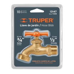 [13147] Llave para manguera, de laton 140 g 1/2', en blister, Truper