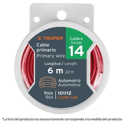 [101121] Carrete con 9 m de cable primario rojo calibre 16, Truper