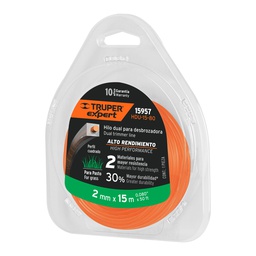 [15957] Rollo de hilo dual p/desbrozadora, 2mm x 15m, Truper Expert
