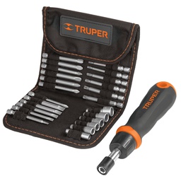 [18219] Desarmador tipo matraca con 18 puntas y 6 dados, Truper