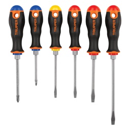 [19621] Juego de 6 desarmadores mango Comfort Grip, Truper