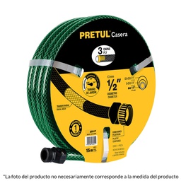 [25016] Manguera 1/2' reforzada 3 capas 10m conexiones plast, Pretul