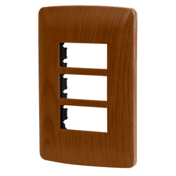 [46394] Placa 3 modulos de ABS, linea Italiana, acabado madera