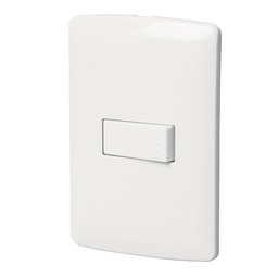 [46459] Placa armada 1 interruptor sencillo, blanco, linea Italiana